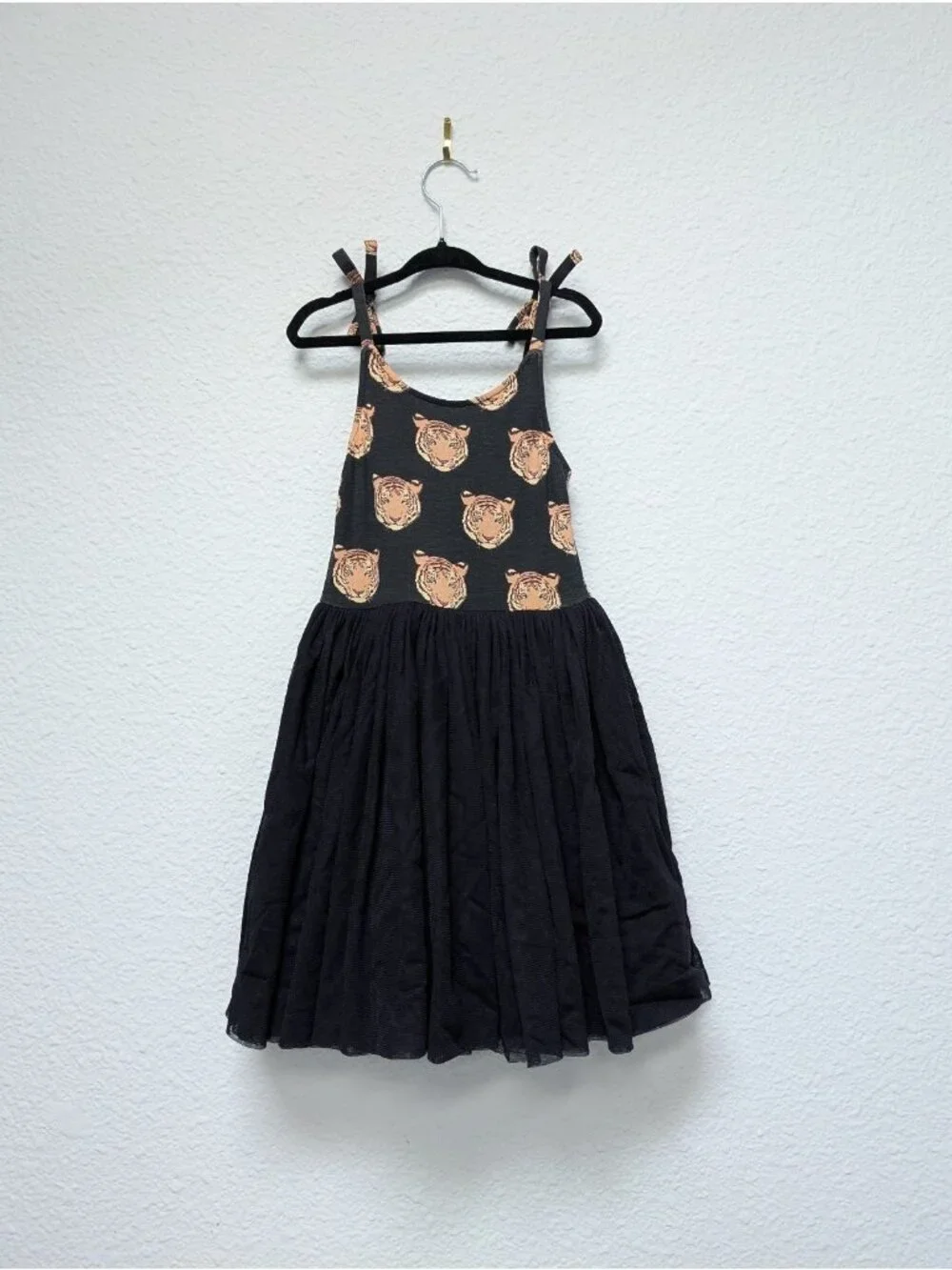 Kate Quinn Bamboo OG Tiger Head Black Tulle Dress 2T Tigers Tie Strap